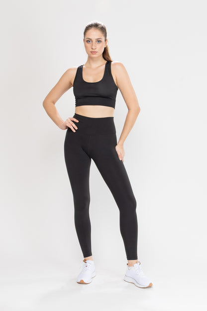 Elio 7/8 Black Leggings With Pocket, Soft,Tight,Breathable