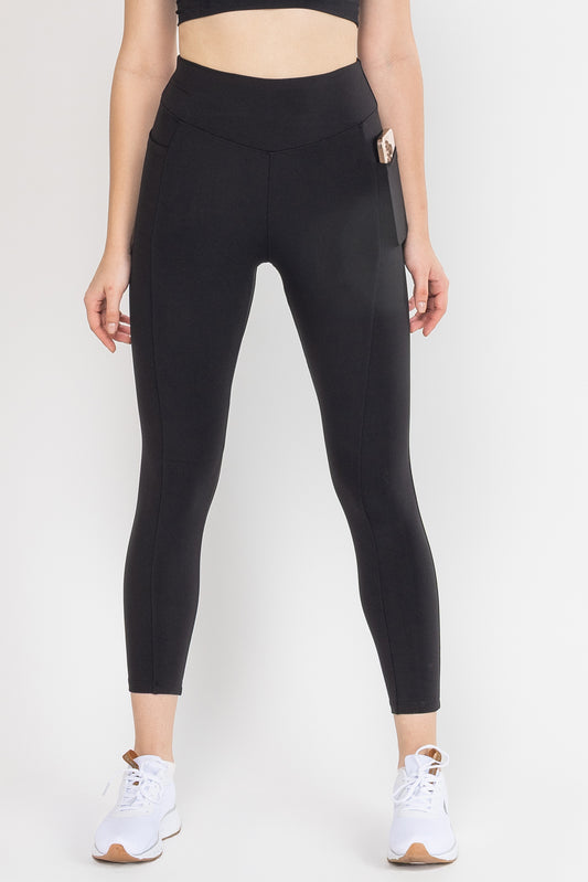 Elio 7/8 Black Leggings With Pocket, Soft,Tight,Breathable