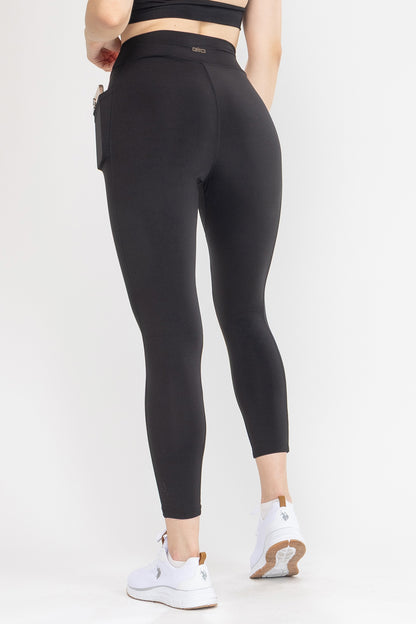 Elio 7/8 Black Leggings With Pocket, Soft,Tight,Breathable